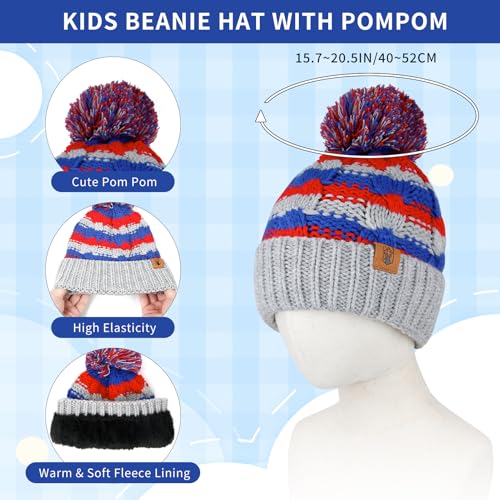 Boys Winter Hat Scarf and Gloves Set for Kids Warm Knitted Hat Mittens and Fleece Neck Warmer Scarf Set for Boys Girls 3pcs3