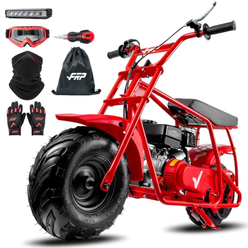 GMB100 Max Dirt Bike - Gas 99CC Off-Road Bikes Up to 28 MPH, W/LED Headlight, Goggles and Gloves - Supports Up to 220 LBS