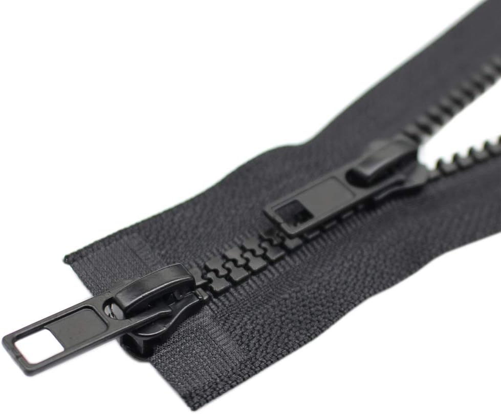 YaHoGa 2PCS #5 40 Inch Two Way Separating Jacket Zipper for Sewing Jacket Coat Molded Plastic Vislon Zippers Bulk (40" TW Black)