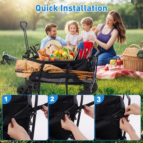 Kaskawise Collapsible Wagon Side Pocket, 900D Oxford Storage Bag with Mesh Pouch,Universal Durable Wagon Accessories for Folding Garden Cart, Camping,and Sports - Thumbnail 6