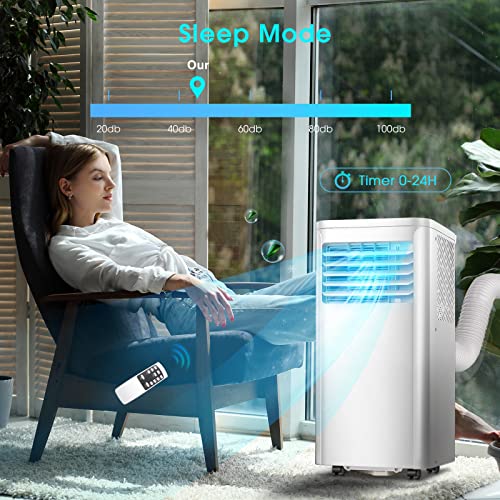 R.W.FLAME 8,000 BTU Portable Air Conditioner with Remote Control, Portable AC Unit for Room Up to 350 Sq.Ft, 3-in-1 Air Conditioner with Digital Display,24Hrs Timer,Installation Kit for Home, White - Thumbnail 7