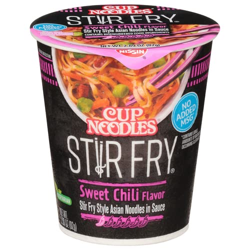 Nissin Cup Noodles Stir Fry Noodles in Sauce, Sweet Chili, 2.89 Ounce