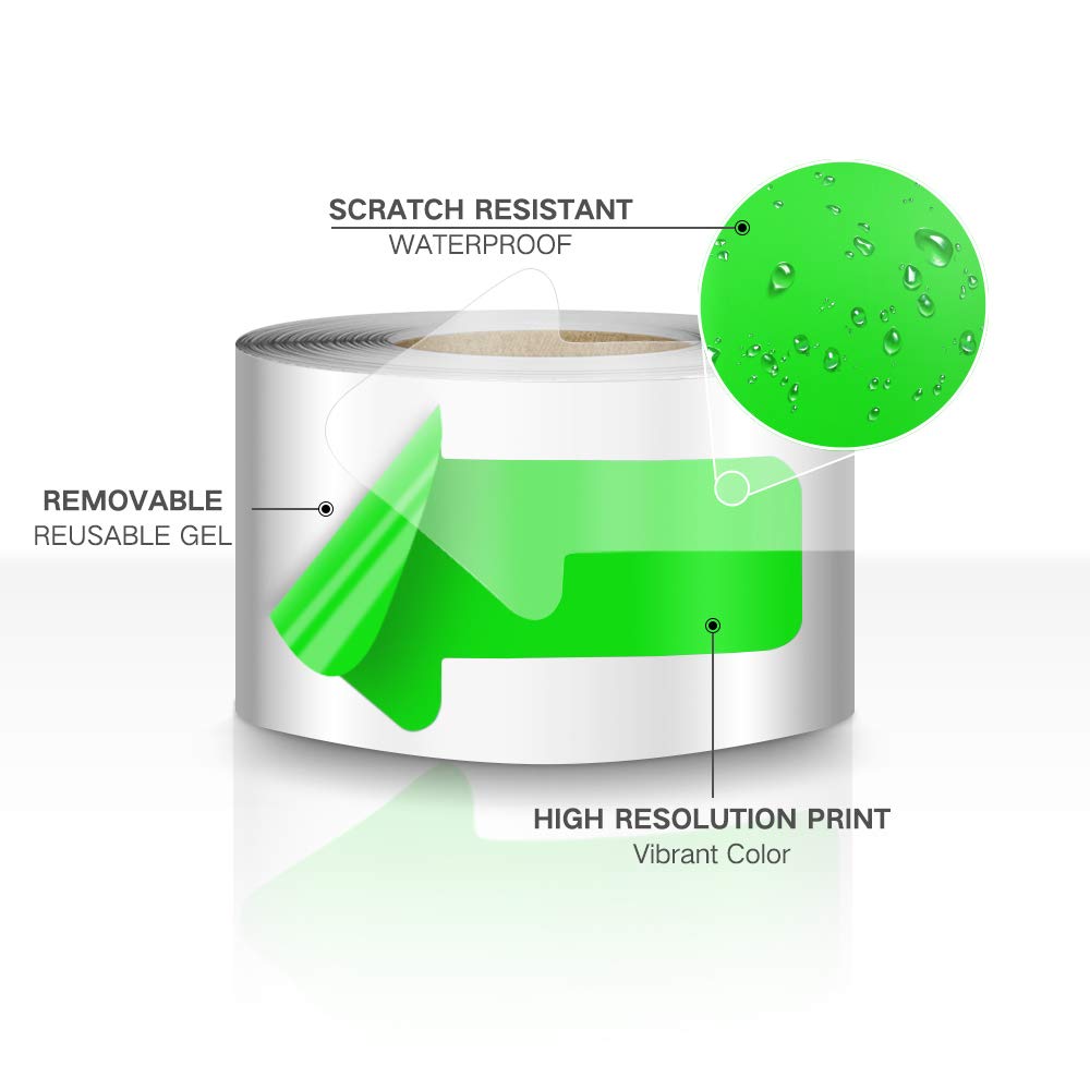 Arrow Floor Sticker Tape 2"×4" Arrow Floor Marking Sticker Sign 200 PCS Arrow Decal Tape Green