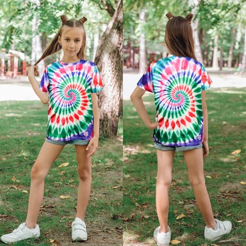 Image of Boys Tie Dye Shirts 3-12 Years Hippies Crewneck Kids Short Sleeve Tee | Boys Tie Dye Shirts