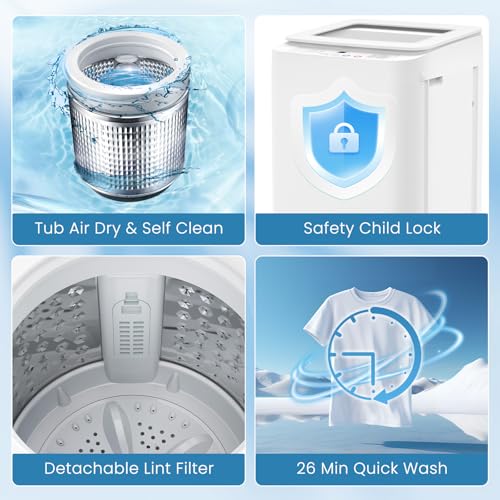 Image of Auertech Portable Washing Machine, 0.9 cu.ft Compact Fully Automatic Washer with Drain Pump, 10 Programs, 3 Water Levels, Small Washer Dryer Combo for Apartment, RV, Dorm