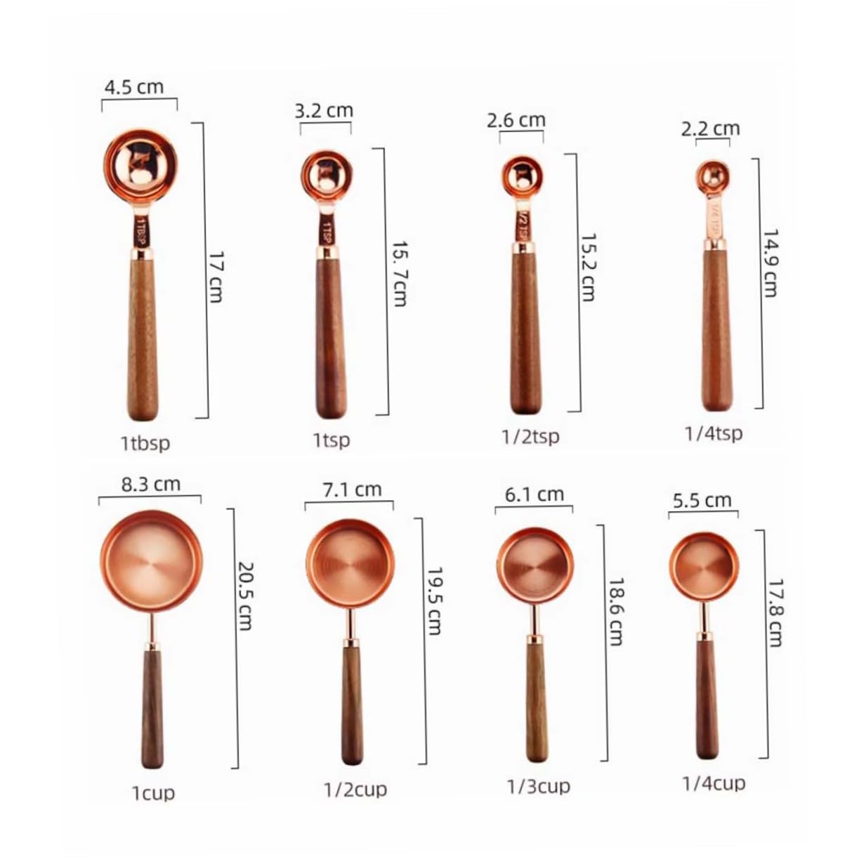Set de 8 Cuillères Doseuses Multifonction en Acier Inoxydable