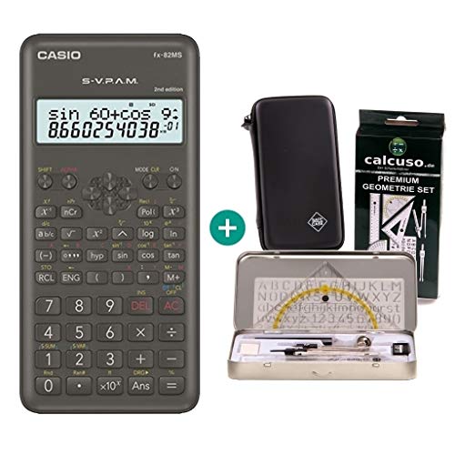 Casio FX-82MS 2 + SafeCase Funda protectora SafeCase + Kit de geometría de Calcuso