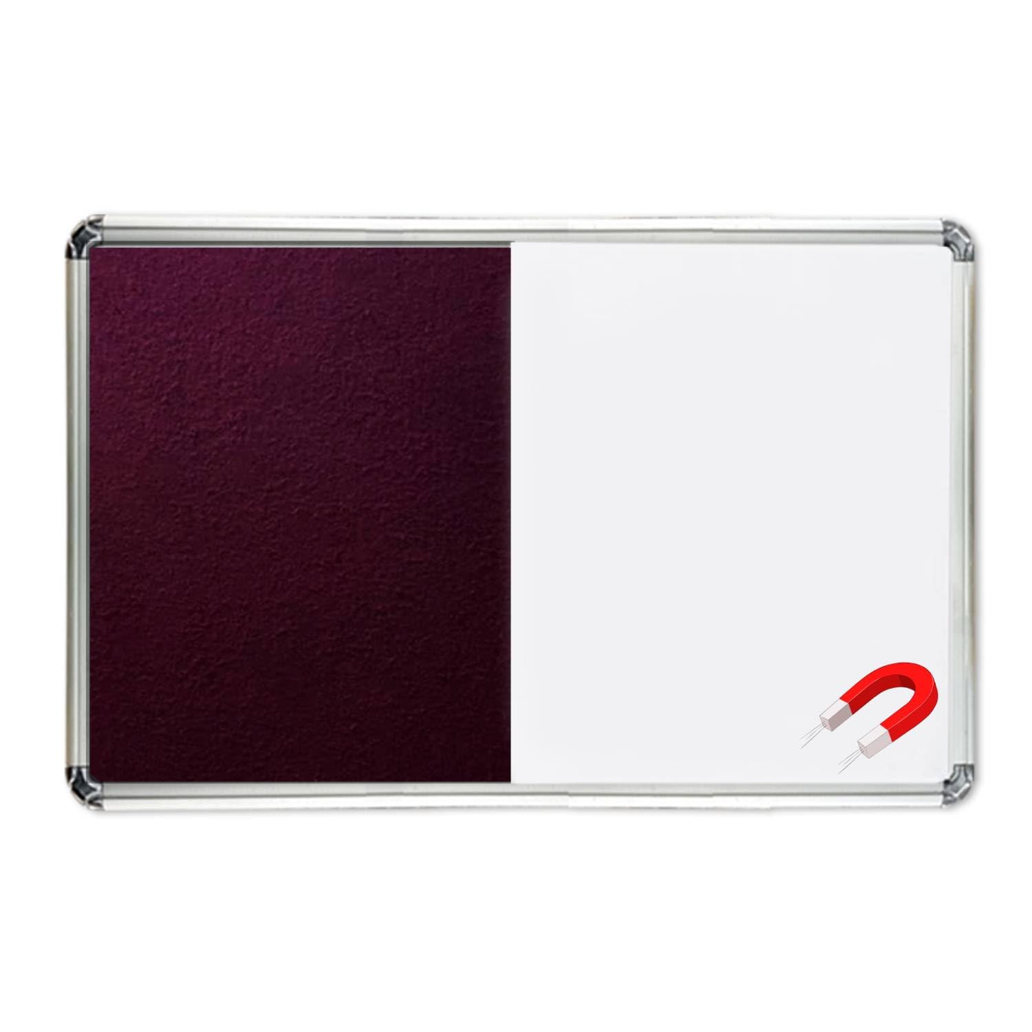 ALKOSIGN Astra Combination Board (Felt Notice + Magnetic White Board) -Maroon (2 x 3 Feet) | Bulletin Boards, Pinup-Board for School, College, Office Large Display Boards with 72 Colorful Push PINS-image-46