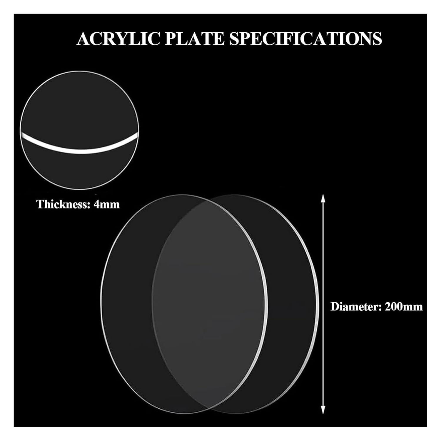 Acrylic Round Discs Thickness 4Mm Plastic Plate Diameter 180-320Mm Ideal for Display Designs And DIY Projects 320mm Diameter 200mm