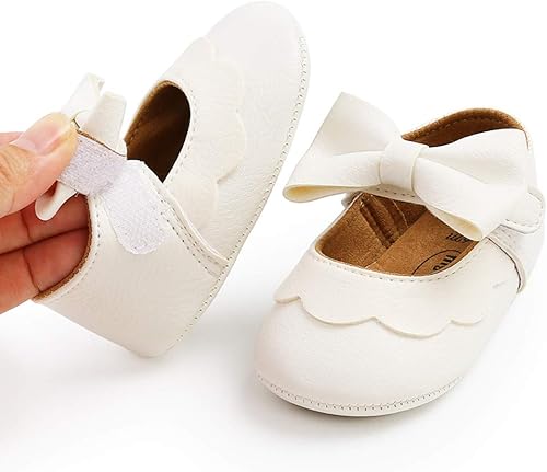 Miniatura 4 de LAFEGEN Zapatos planos Mary Jane para bebés y niñas con Bownot, suela suave, suela suave, piel sintética, recién nacidos, para primeros pasos