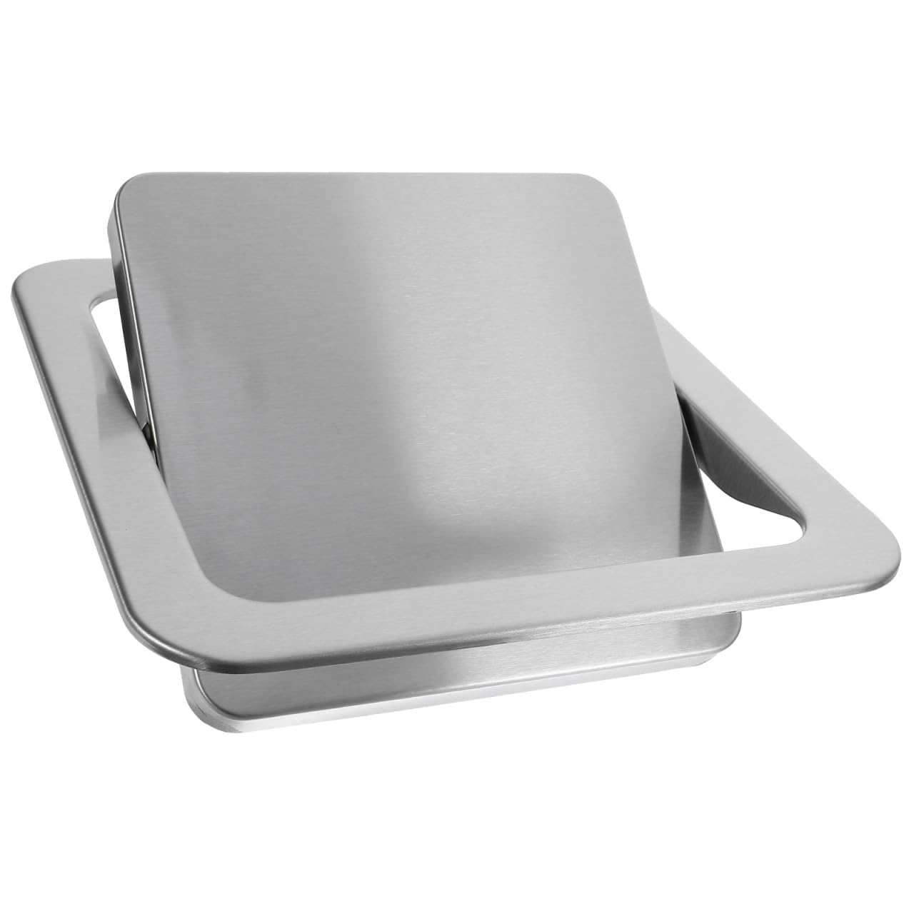 BESTOYARD Stainless Steel Recessed Countertop Trash can Lid 9.01X9.01X1.29 Inch Swing Flap Cover for Kitchen Cabinet Built-in Garbage Bin Accessory for Home Office and Commercial Use