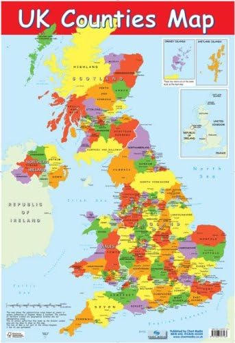 UK Counties Map 40x60cm