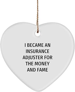 Insurance Adjuster Gifts from Men to Insurance Adjuster Friends - Heart Ornament with Funny Quote - Christmas Unique Presents
