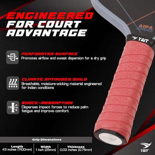 Image of Universal Overgrips (Pack of 3) | High Tack Design | Breathable Comfort Material | Usable for Pickleball, Badminton, Tennis, Squash and Padel | Red, Blue & Grey Colours - Pack of 3