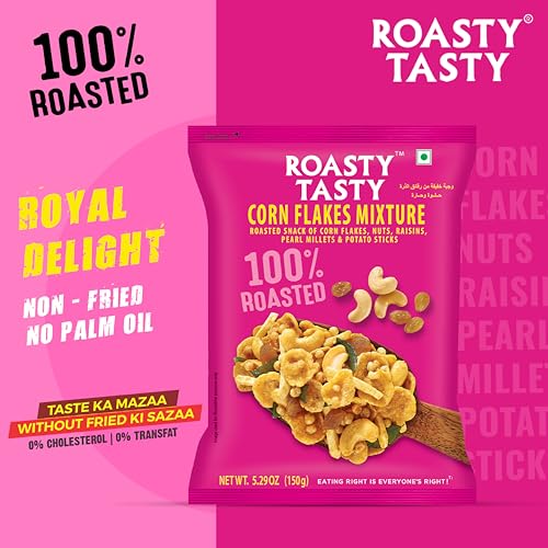 Image of Roasty Tasty Cornflakes Mixture Roasted Namkeen 200g | Palm Oil Free Snack | Replacement of Fried Snack & Bhujiya | Ideal Millet for Kids & Adults | Diet Mixture Millet Snacks Items | Roasted Chivda Cornflakes