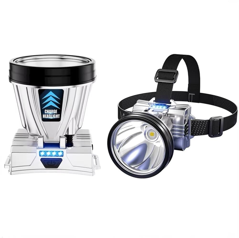 QFGVMXBWKZH High Power Headlamp LED Rechargeable Induction Emergency Charging Outdoor Head Flashlight Fishing Lamp(LED Yellow Light)