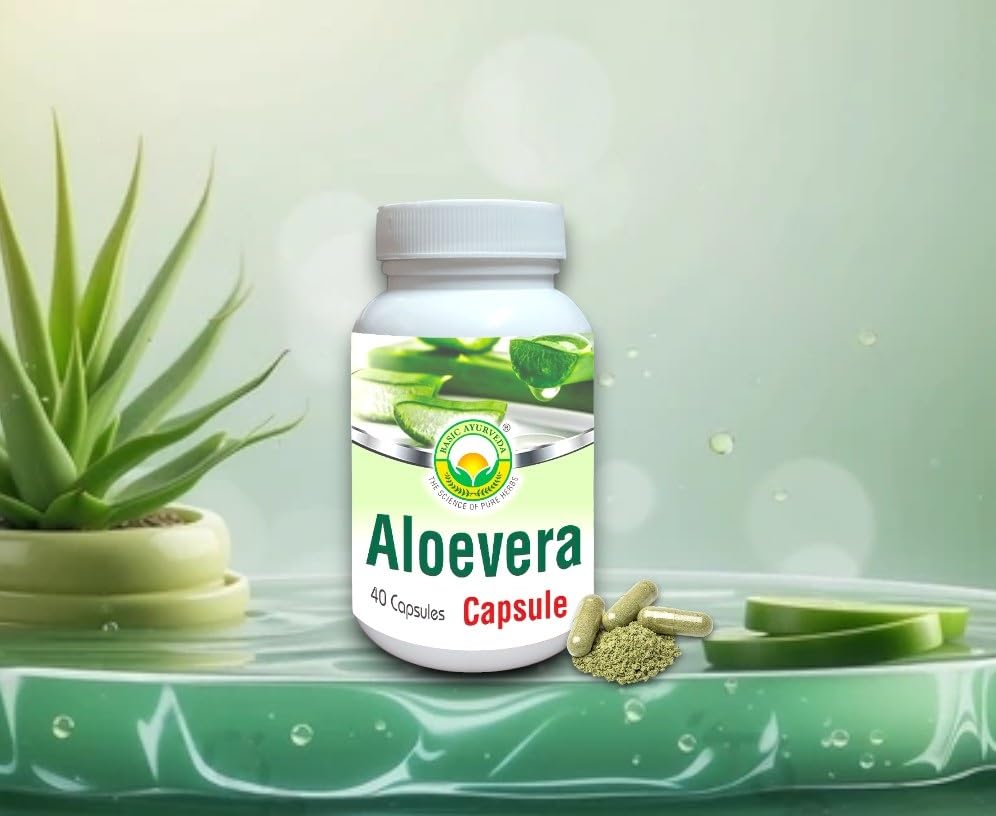 BASIC AYURVEDA Aloe Vera Capsules | Support Gut Health - Digestive Health & Immune Health | Natural Herbal Supplement | Helps Maintain Balanced Stomach Acidity, Aloin Free | 460mg / Cap (40 Count) - Image 5