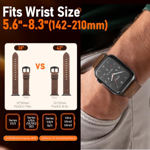 Image of Genuine Leather Watch Band Men Compatible with Apple Watch