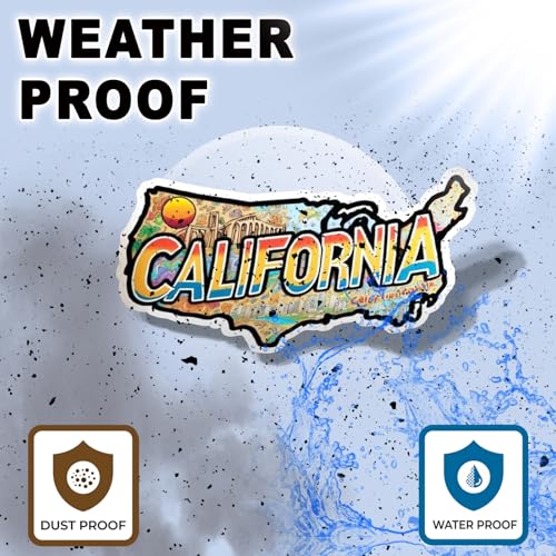 Image of California State Sticker - USA States Vinyl Decal 5 Inch, Waterproof California Map Sticker for Car Bumper, Laptop, Truck, Wall