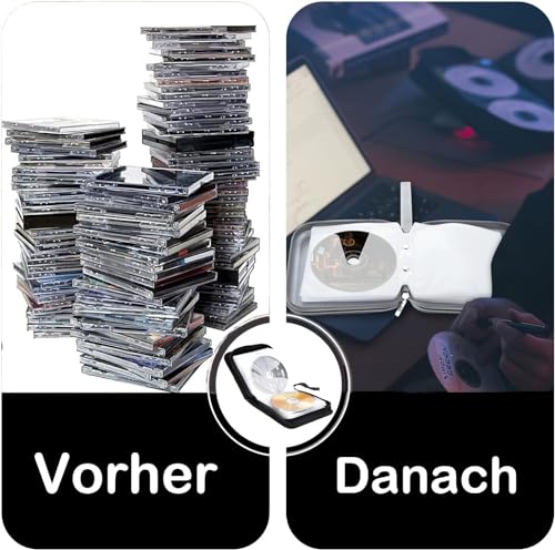 qhklew CD Tasche für 40 Disc, CD DVD Discs Aufbewahrungstasche, mit Reißverschluss Oxford Handtaschen, Mappe zur Aufbewahrung, Platzsparend für Auto und Zuhause, Blau