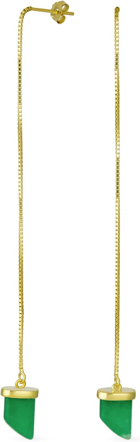 Italian Cornicello Chili Pepper Lucky Tooth Amulet Horn Blue Turquoise Lever Back Dangle Pendant Earrings For Women Teens Yellow 14K Gold Plated .925 Sterling Silver