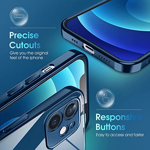 Image of VONZEE TPU Transparent Case Compatible With Iphone 12 (6.1 Inch), Luxury Electroplated Soft Edge Bumper Case, Full Camera Protection & Shockproof Case Cover (Blue)