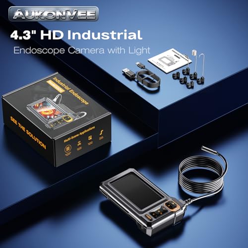 Endoscope Camera with Light, 1920P HD Borescope Inspection Camera with 4.3" IPS Screen, AukonVee IP67 Waterproof with 8 LEDs & 16.5ft Semi-Rigid Snake Camera for Automotive Pipe Tools Gadgets for Men by AukonVee - Image 9