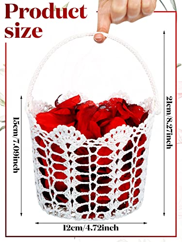 image for Geelin 6 Pcs Flower Girl Baskets for Weddings Woven Basket with Handle