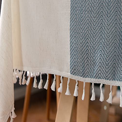 Deep Dream Tablecloth, Embroidered Table Cloth Cotton Linen Wrinkle Free Tablecloths Washable Dust-Proof Table Cover For Kitchen Dinning Party (Rectangle/Oblong, 55 X 86 Inch, Sky Blue) #TOP1