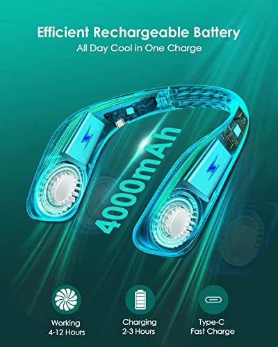 Vthw Neck Fan, Portable Neck Fan Rechargeable 4000Mah With 3 Speeds Adjustable, Personal Fans For Your Neck 360° Surround Cooling For Outdoor Indoor #TOP3