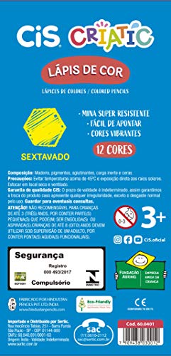 Lápis de Cor Sextavado, CIS, Criatic, 60.0403, 12 cores