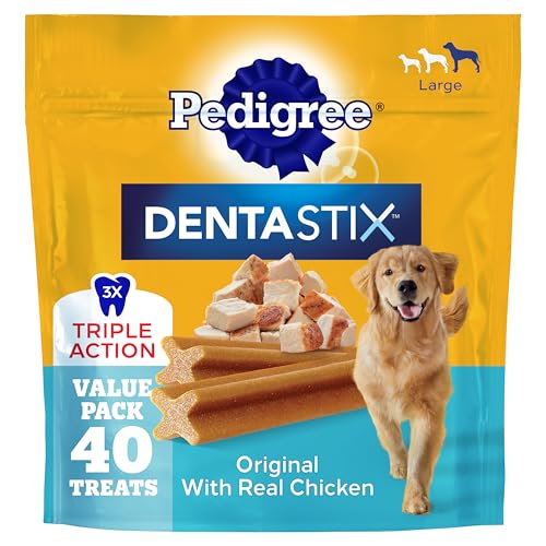 Image of Pedigree Dentastix Large Dog Treats, Original Flavor with Real Chicken, 2.08 lb. Bag (40 Treats Total)