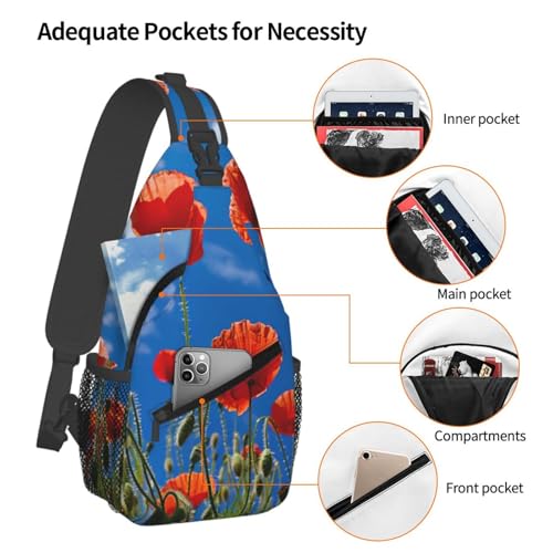 Bolso cruzado Poppies On Blue Sky para hombre y mujer miniatura 4
