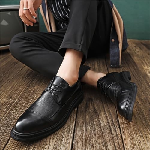 Stylish Mens Leather Oxford Shoes Lace Up Comfortable for Work Business Casual Walking2