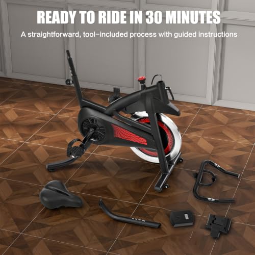 Image of Exercise Bike Indoor Stationary Bike with Bluetooth Cycling Bicycle for Home Gym 300 lbs Weight Capacity Adjustable Seat /Handlebar for Office Cardio Workout