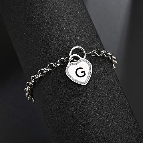 Image of CaleesLLC Letter A to Z Initial Charm Bracelet Adjustable Stainless Steel Anklet Personalized Wrist Link for Women