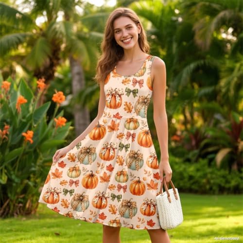 Image of Renewold Women's Sleeveless Tank Dress with Pockets, Casual Scoop Neck A-Line Sundress for Summer, Travel and Vacation