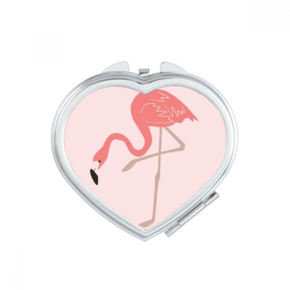 Miroir de maquillage compact motif flamingo debout format poche