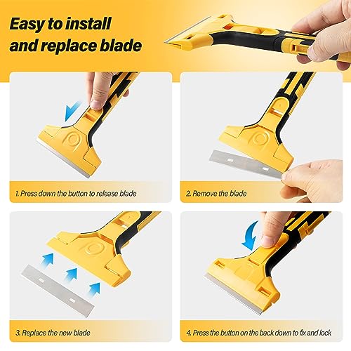 Image of Gomake Razor Blade Scraper Tool Wall Paint Window Glass Scraper with Extra Razor Blades for Sticker,Glue,Paint,Adhesives Removal,Glass Top Stove Cleaning