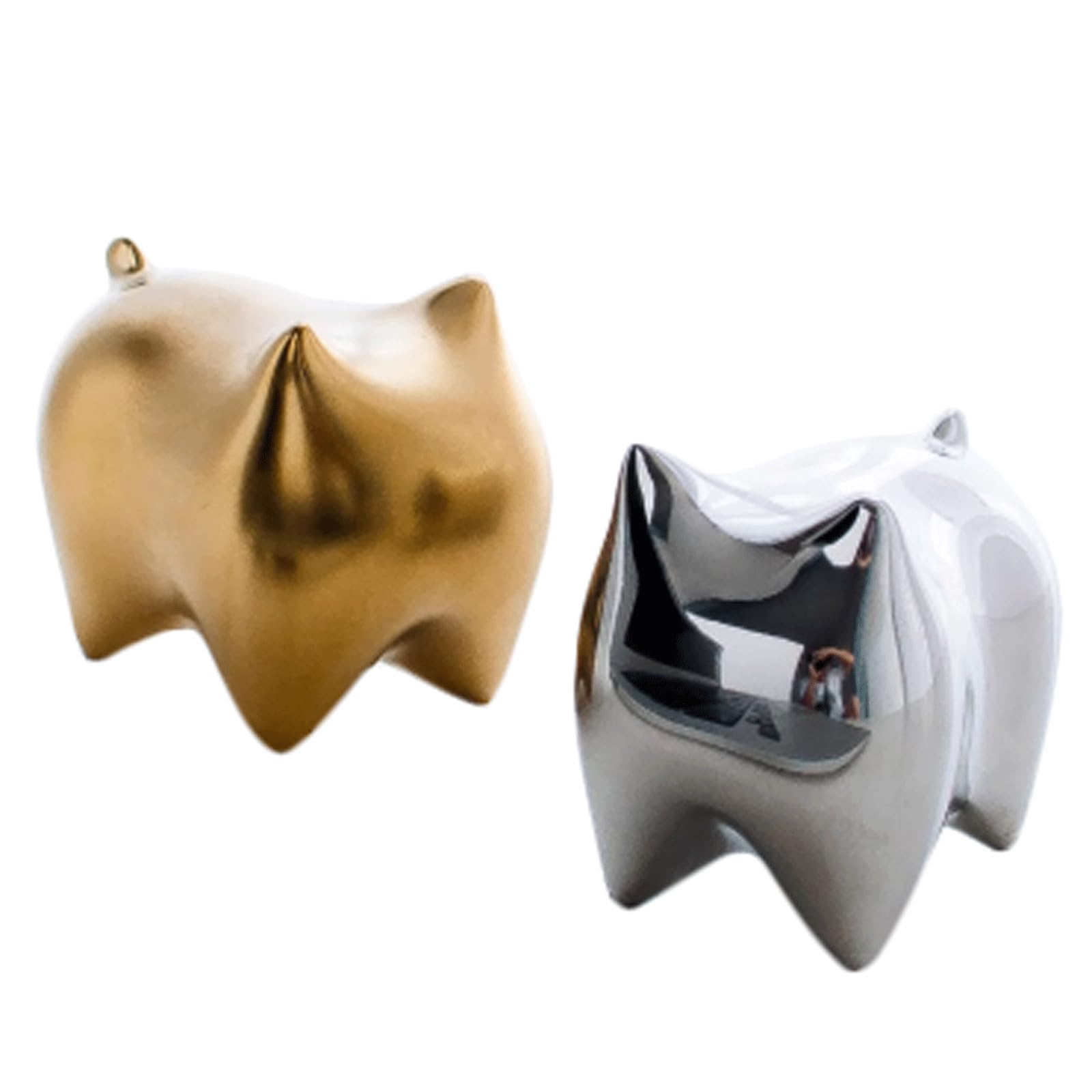 Adorabile Statuetta di Mini Gatto Figurine di Gatto in Ceramica Oro e Argento Simpatici Regali di Compleanno Figurine Come Set di sculture di Animali