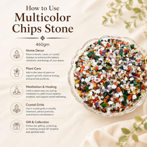 Image of Mix Crystal Gemstone Chips for Meditation Reiki & Feng Shui | Decorative Crystals for Vastu Home Decor & Fish Tank Decoration | DIY Crafts & Jewellery Making (460 Gm)