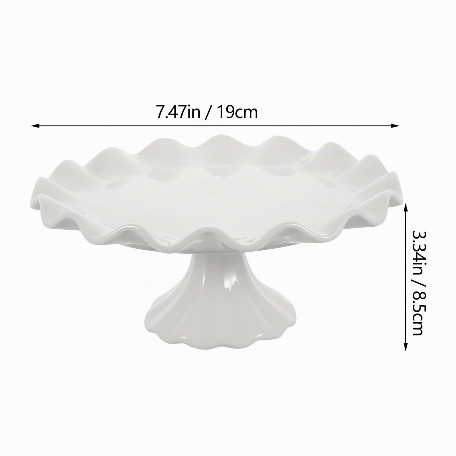 Ciieeo Alzata Per Torta in Ceramica Bianca 7.48 Pollici Supporto Decorativo Per Dolci Con Design a Onde Multifunzionale Per Frutta Dessert Snack Uso Casa E Feste