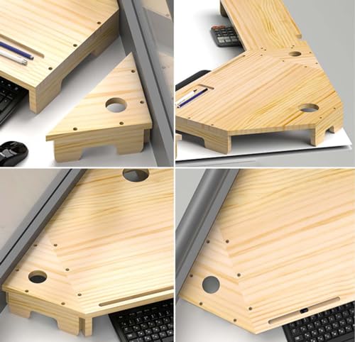 Support de moniteur d'angle en bois grand modèle peu encombrant pour triple écran - 5