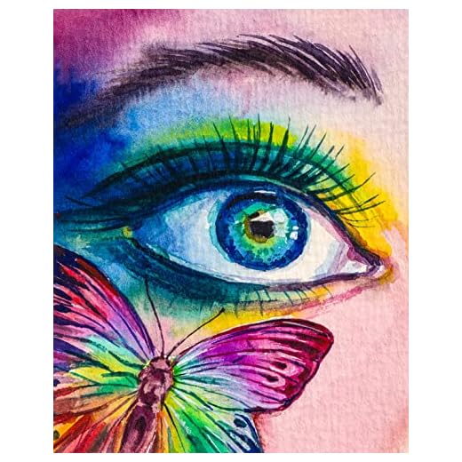 TISHIRON DIY Pintura por números Adultos Principiantes Ojos Adultos Adultos Pintura por Números Kits de Pintura al Óleo Sobre Lienzo Mariposa Kits de Pintura al Óleo para Adultos