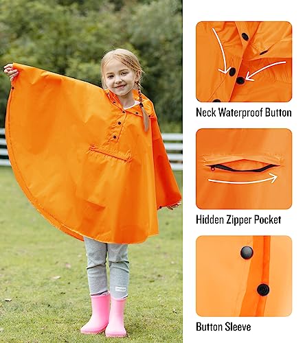 Image of SaphiRose Lightweight Kids Rain Poncho Jacket Waterproof Outwear Rain Coat