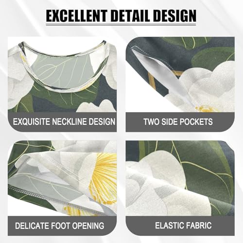 senya Short Sleeve Pajamas Sets Summer Cotton Sleepwear Flowers White4