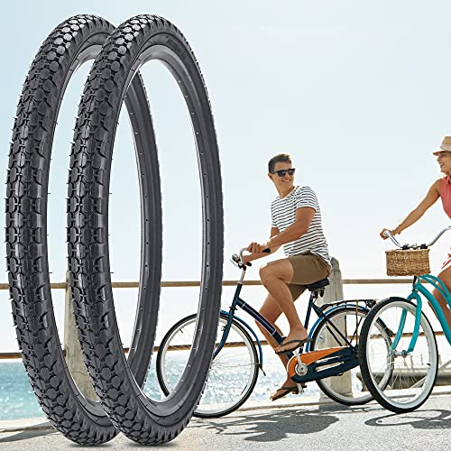26" Bike Tire 26 X 2.125 Inch Folding Replacement Bike Tire For Beach Cruiser Bike (Pair Black With Tire Lever) #TOP7