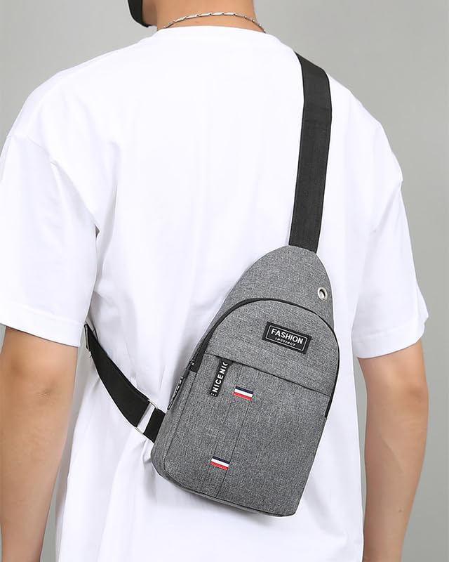 Mochila pequeña crossbody casual impermeable gris miniatura 4