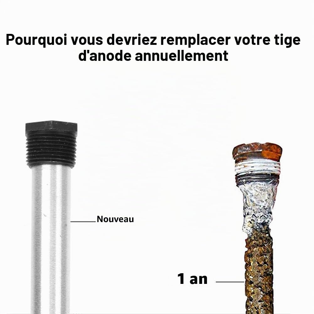 Anode de tige de chauffe eau, tige d'anode de magnésium de chauffe eau antitartre tige d'anode de magnésium anticorrosion pour évaporimètre pour protéger le réservoir intérieur