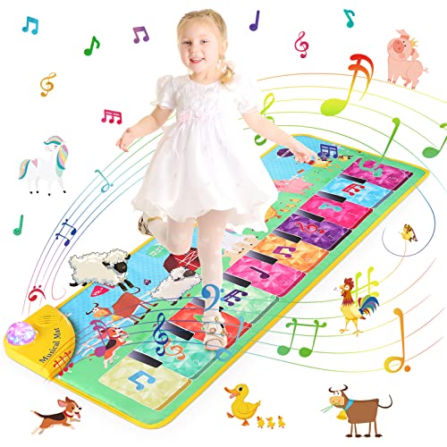 Kidmance Alfombra Musical De Piano Y Batería Con Animales Marinos – Juguete Educativo Para Bebés De 1 A 3 Años – 3 Modos De Juego, Grabación Y Volumen Regulable – Regalo Para Cumpleaños Y Navidad